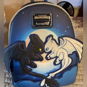 Loungefly Blue and White How to Train you're Dragon Mini Backpack NWT